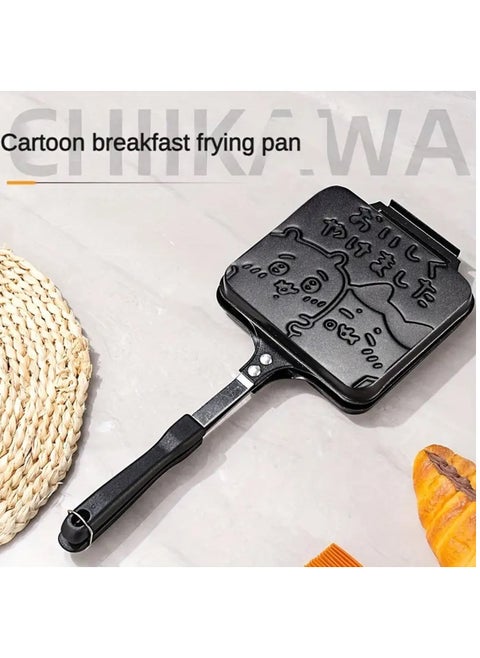 Double-Sided Non-Stick Sandwich Maker Pan, Cartoon Bear Waffle Toast Mold, Stove Top Breakfast Griddle, Uncharged Indoor Grill