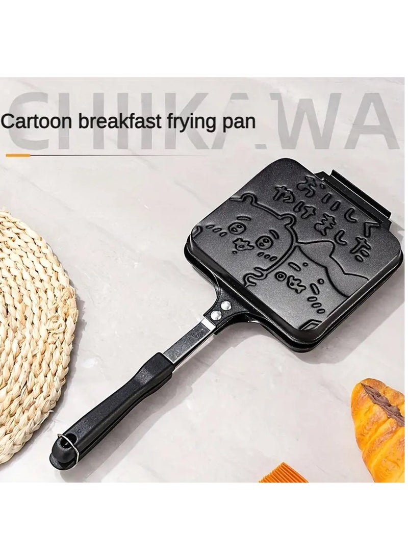 Hihonor - Double-Sided Non-Stick Sandwich Maker Pan, Cartoon Bear Waffle Toast Mold, Stove Top Breakfast Griddle, Uncharged Indoor Grill - Image 1