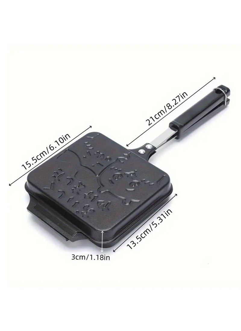Hihonor - Double-Sided Non-Stick Sandwich Maker Pan, Cartoon Bear Waffle Toast Mold, Stove Top Breakfast Griddle, Uncharged Indoor Grill - Image 1