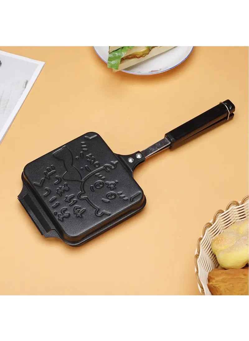 Hihonor - Double-Sided Non-Stick Sandwich Maker Pan, Cartoon Bear Waffle Toast Mold, Stove Top Breakfast Griddle, Uncharged Indoor Grill - Image 1