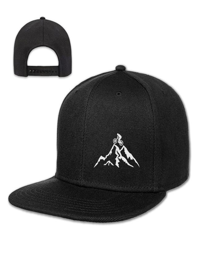 Negi Mountain Hat Mountain Bike Design Black Trucker Hat, Adjustable Cycling Hearwear Snapback Hats for Men Women, Windproof Flat Bill Hats Funny Riding Bicycle Rider Biker Gift - Image 1