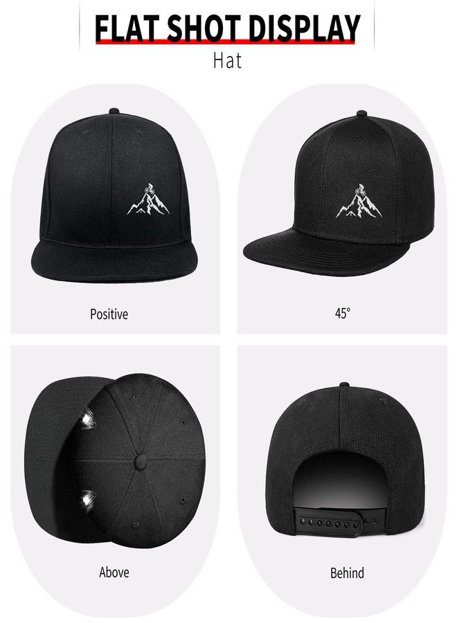 Negi Mountain Hat Mountain Bike Design Black Trucker Hat, Adjustable Cycling Hearwear Snapback Hats for Men Women, Windproof Flat Bill Hats Funny Riding Bicycle Rider Biker Gift - Image 3