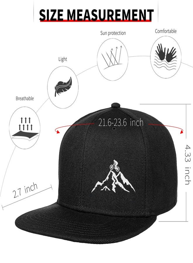 Negi Mountain Hat Mountain Bike Design Black Trucker Hat, Adjustable Cycling Hearwear Snapback Hats for Men Women, Windproof Flat Bill Hats Funny Riding Bicycle Rider Biker Gift - Image 2