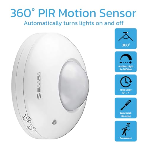SAARA Motion Sensor with Light Sensor | Energy Saving Motion Detector Switch | Auto Day/Night On & Off | LDR Sensor Switch for Lighting Waterproof Ceiling Mounted (Pack of 1) - Image 4