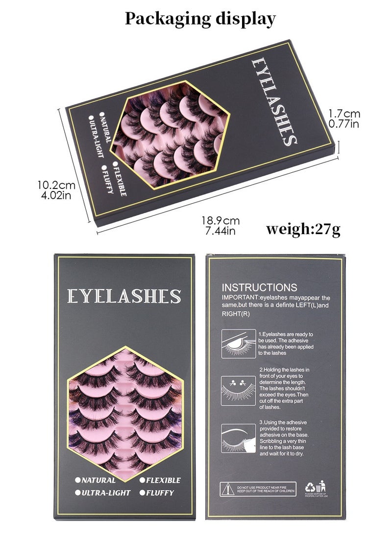 10 Pairs Mink Lashes False Eyelashes Colored False Eyelashes 5 Colors