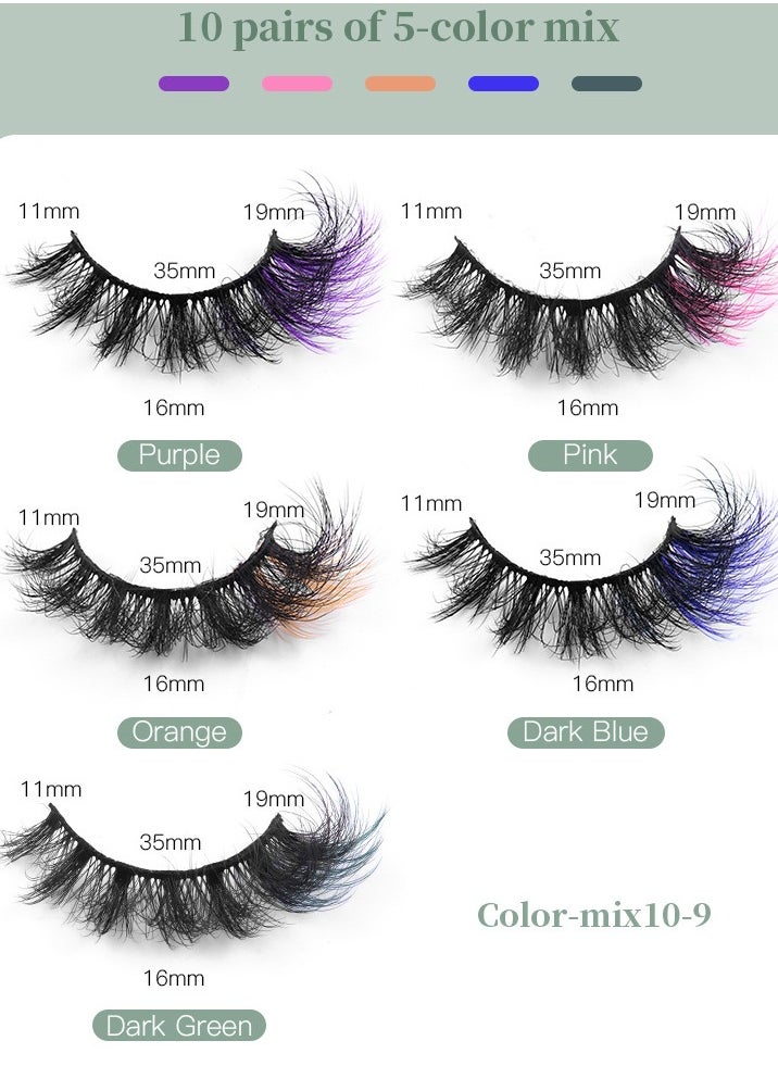 LashesMD 10 Pairs Mink Lashes False Eyelashes Colored False Eyelashes 5 Colors  - Image 3
