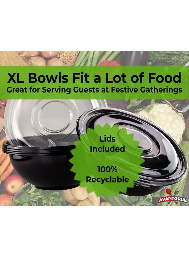 Avant Grub Recyclable Large 160 Oz Serving Bowls with Lids 4pk. Fit Any Party Sized Hot or Cold Food or Dessert With Our Catering-Grade Big Disposable Bowl With Cover Great for Picnic Buffet or Cookout Supplies  - Image 4