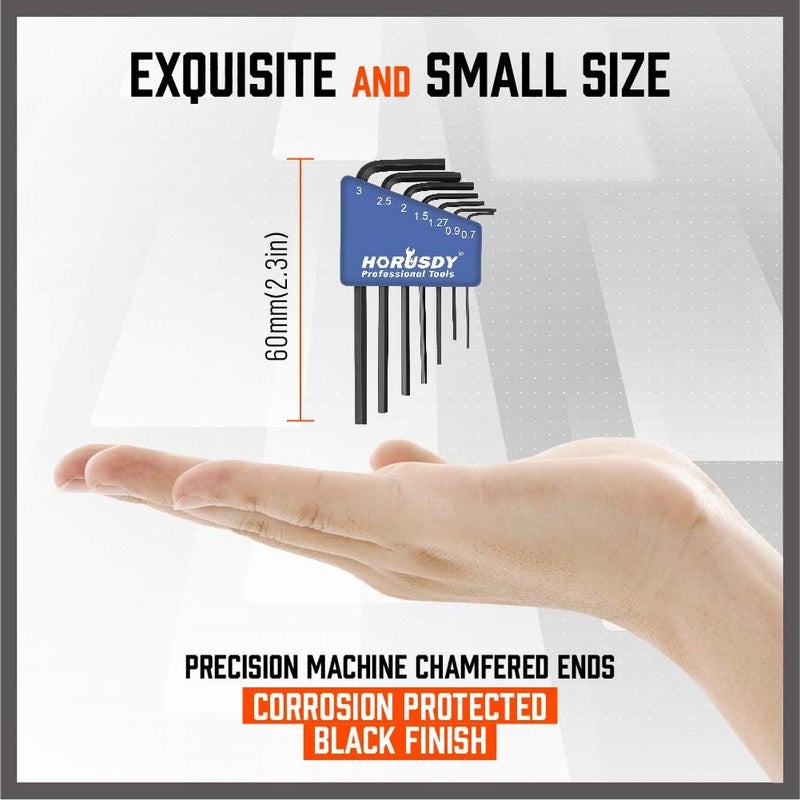 SEDY 7-Piece Mini Hex Key Metric Set, L Shape Allen Wrench, 0.7mm, 0.9mm, 1.27mm, 1.5mm, 2mm, 2.5mm, 3mm, Cr-V - Image 4