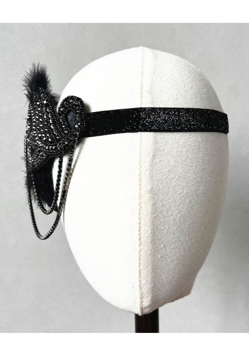 1920s Women Feather Flapper Vintage Headpiece Roaring 20s Great Gatsby Headband - Image 4