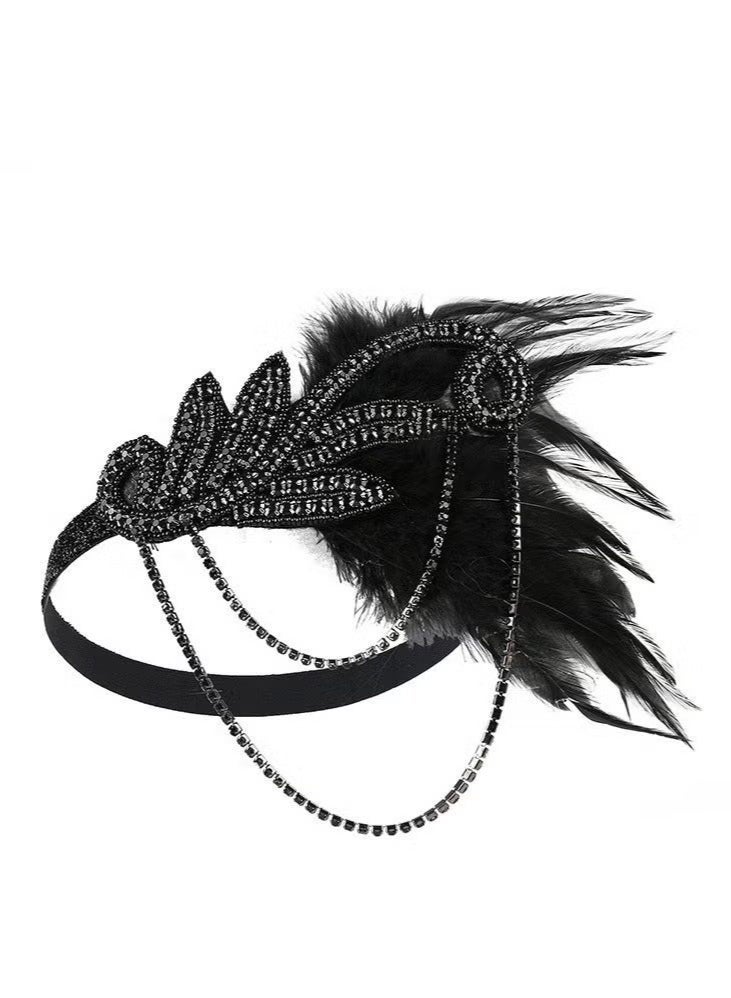 1920s Women Feather Flapper Vintage Headpiece Roaring 20s Great Gatsby Headband - Image 3