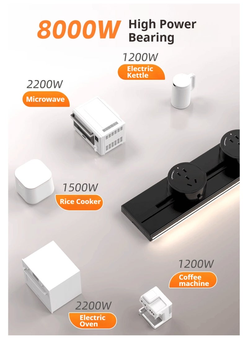 Surface-mounted replaceable track socket·60cm track·White + ​​UK Standard adapters x 3 + USB adapter x 1 - Image 4