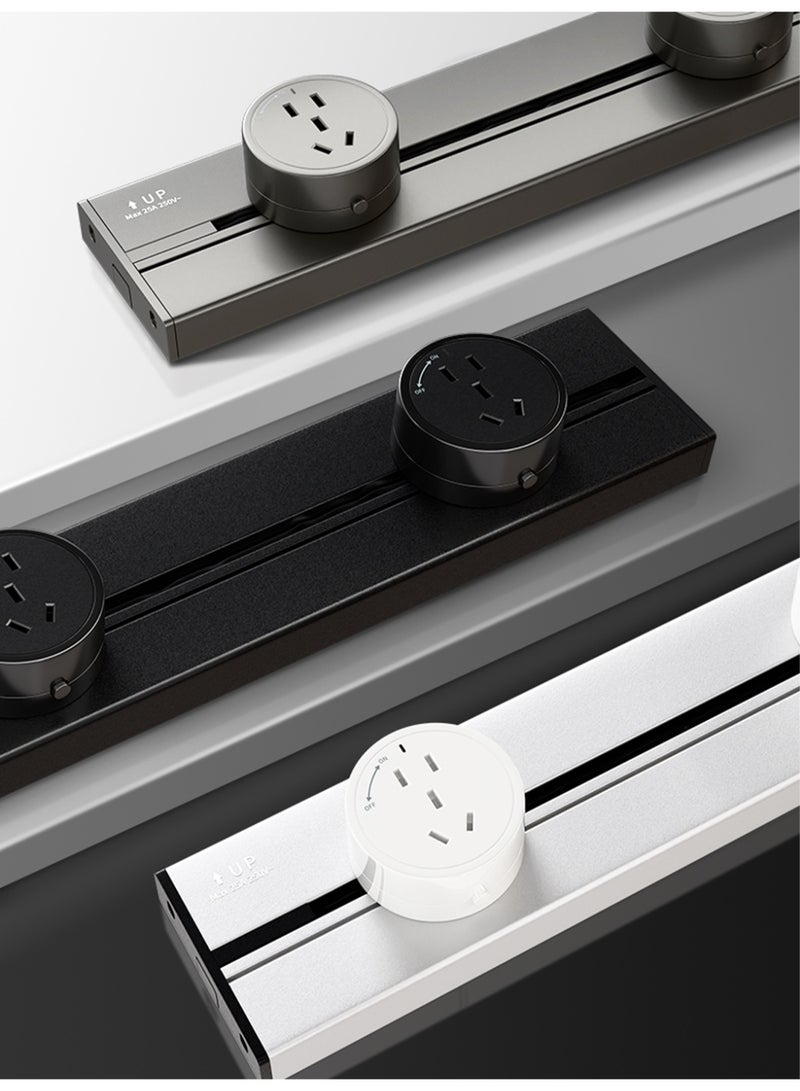 Surface-mounted replaceable track socket·60cm track·White + ​​UK Standard adapters x 3 + USB adapter x 1 - Image 2