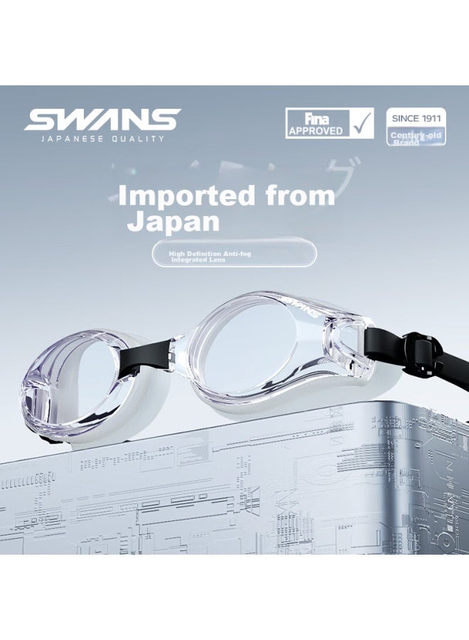 Swans Swimming Goggles, Imported From Japan, Waterproof, Anti-fog, High-definition, Clear Lens, Large Frame, For Adults, Professional Diving, Sw45-3 Black And White - Image 1
