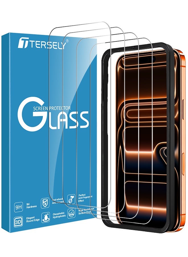 Tersely [4 Pack] Screen Protector for iPhone 17 Pro 6.3-inch, Tempered Glass with Installation Alignment Frame,Case Friendly,HD Clear - Image 1