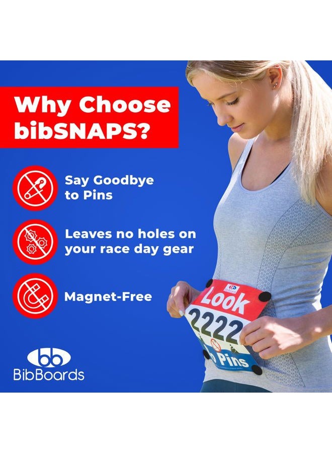 BibBoards Event Clips | bibSNAPS Safety Lock Race Bib Clips, Eliminate Safety Pins, Clothing Pins Replacement, Securing Running & Cycling Number (Black) - Image 3