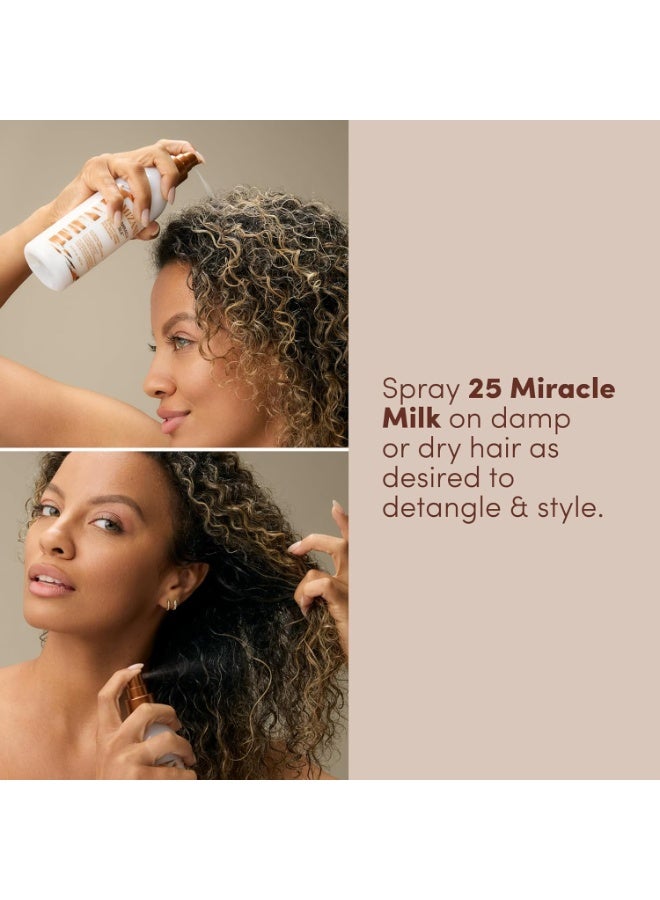 Mizani 25 Benefit Miracle Milk - Leave in Conditioner for Curly Hair, With Coconut Oil, Curl Detangler Spray, Anti Frizz Heat Protectant, No Drying Alcohols, Paraben-Free, 8.5 Fl Oz - Image 4