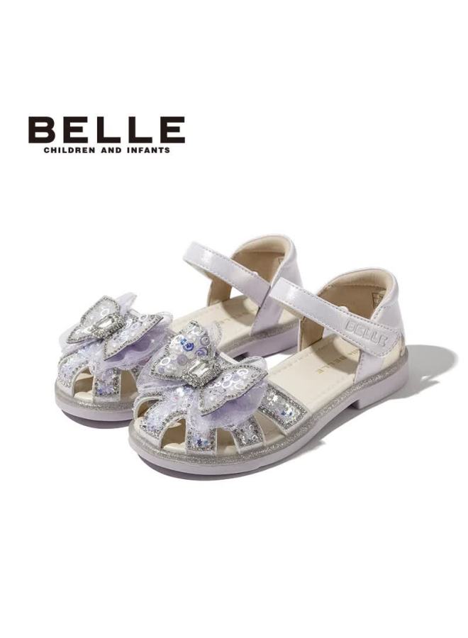 Belle Kids Summer Closed-toe Sandals Girls Soft Sole Toddler Shoes Fashion Princess Baby Purple Size 29 - Image 1