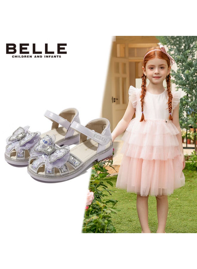 Belle Kids Summer Closed-toe Sandals Girls Soft Sole Toddler Shoes Fashion Princess Baby Purple Size 29 - Image 5
