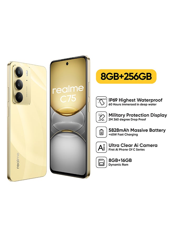 ريل مي C75 ثنائي الشريحة لون ذهبي لامع 8GB 256GB 4G - النسخة الدولية - Image 1