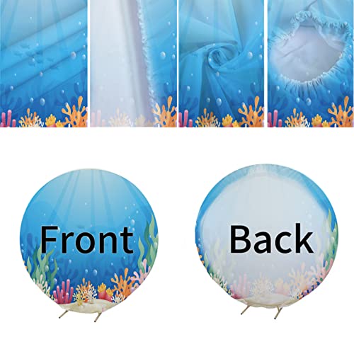Eainb 7ft(2.2m) Under The Sea Round Polyester Backdrop for Photography Underwater Round Background Cover Summer Blue Ocean Theme Wonderland Circle Backdrops Kids Children Birthday Party Wallpaper Decor - Image 4