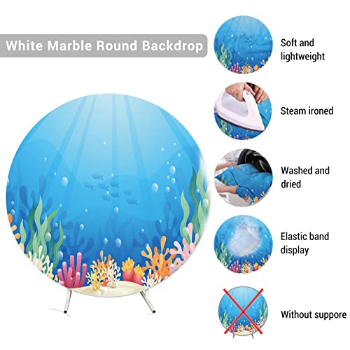 Eainb 7ft(2.2m) Under The Sea Round Polyester Backdrop for Photography Underwater Round Background Cover Summer Blue Ocean Theme Wonderland Circle Backdrops Kids Children Birthday Party Wallpaper Decor - Image 5