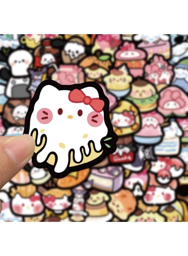 General ∝ 110 Sanrio Food Cartoon Cute Stickers Mobile Phone Shell Notebook Water Cup Creative Decorative Waterproof Stickers-Color:110 Sanrio Food Stickers (repeated) * 1 Storage Box  - Image 5