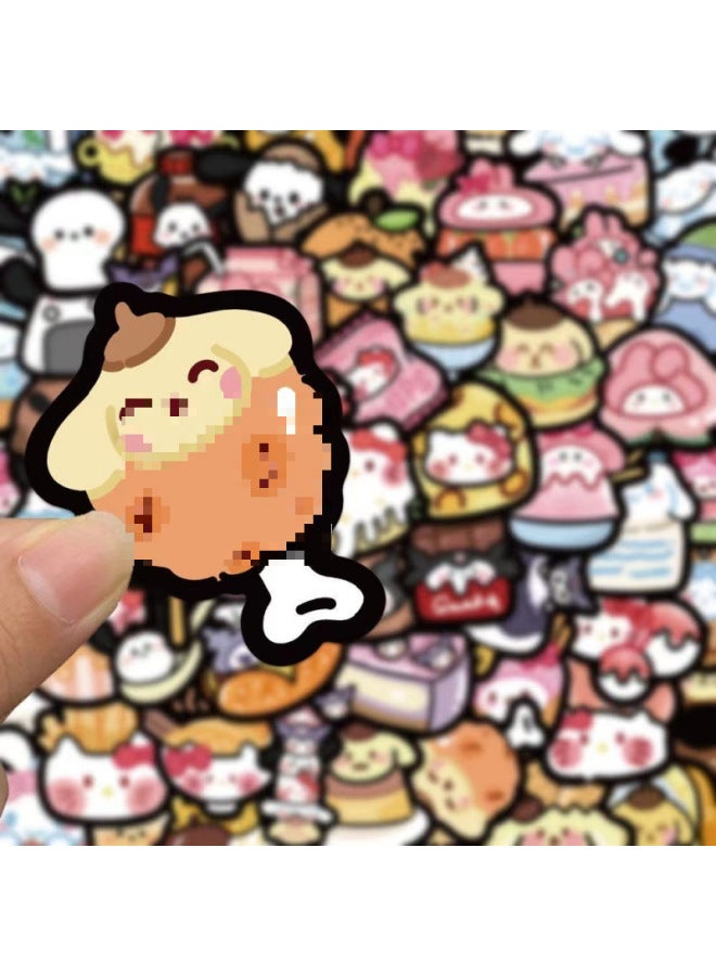 General ∝ 110 Sanrio Food Cartoon Cute Stickers Mobile Phone Shell Notebook Water Cup Creative Decorative Waterproof Stickers-Color:110 Sanrio Food Stickers (repeated) * 1 Storage Box  - Image 3