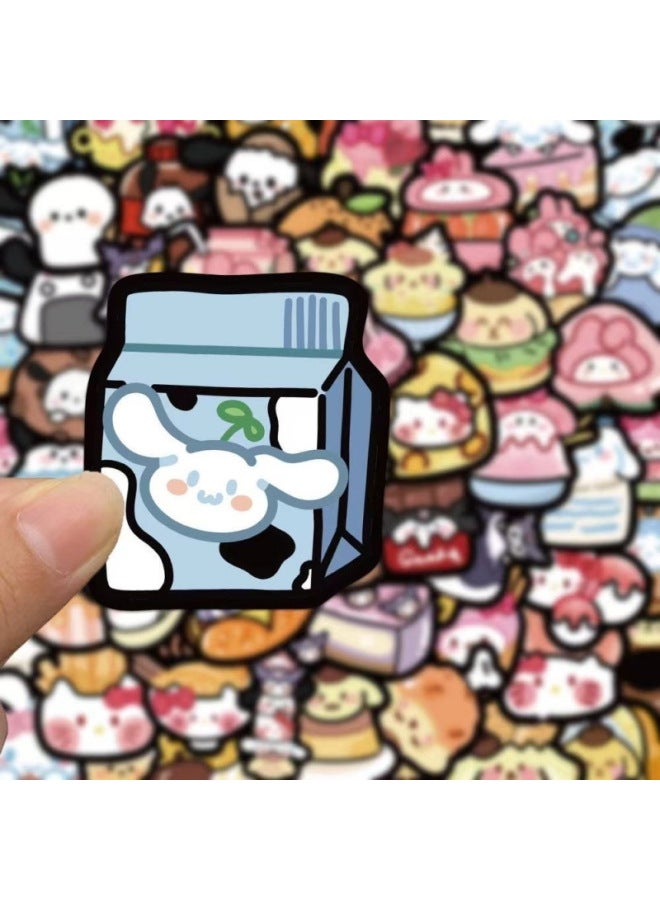 General ∝ 110 Sanrio Food Cartoon Cute Stickers Mobile Phone Shell Notebook Water Cup Creative Decorative Waterproof Stickers-Color:110 Sanrio Food Stickers (repeated) * 1 Storage Box  - Image 4
