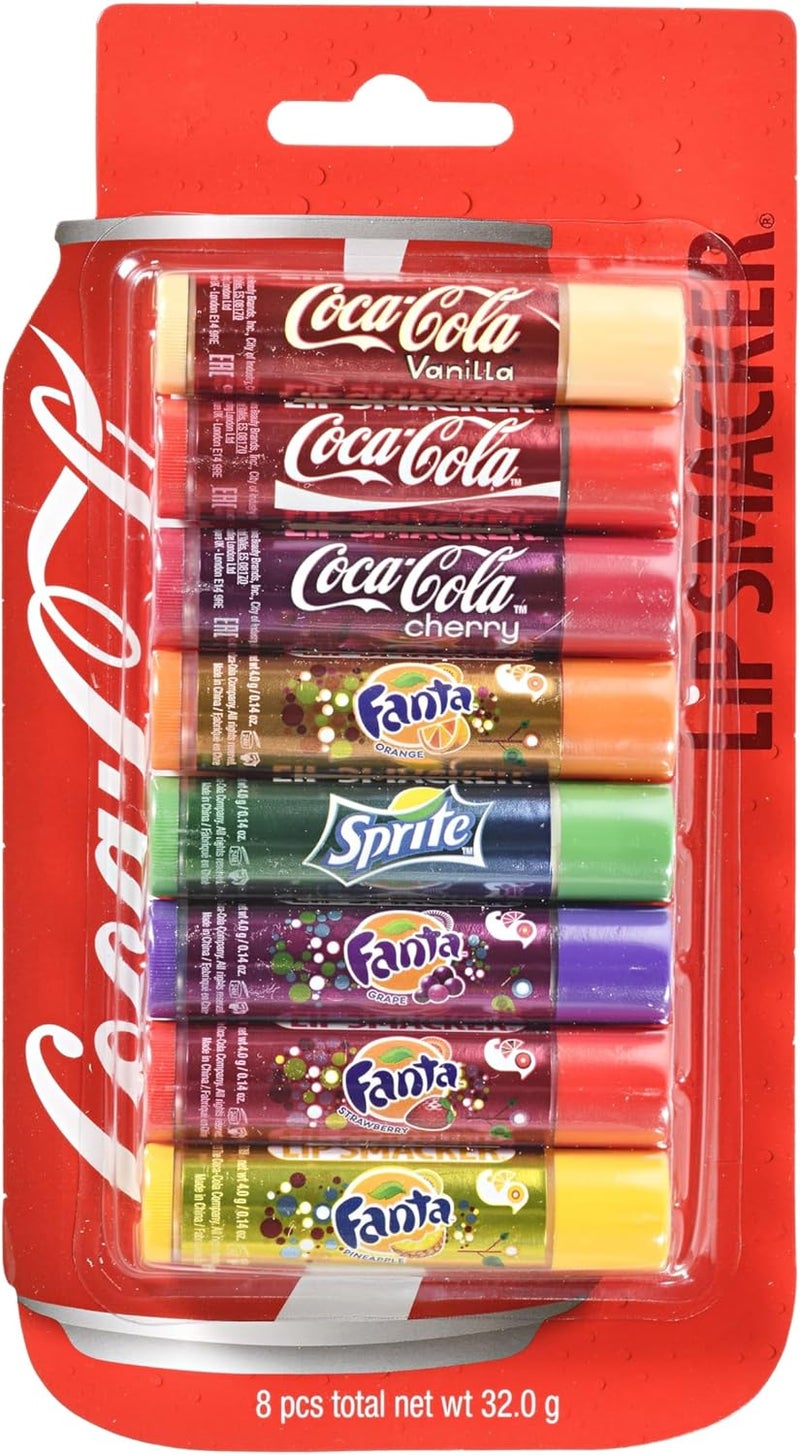 Lip Smacker Coca Cola Party Pack Set of 8 Assorted LipBalms with Authentic Flavors of CocaCola Fanta and Sprite