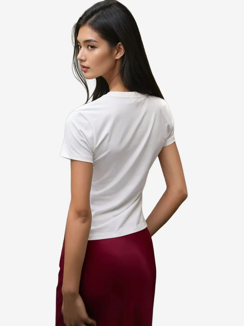 Hiccup White Crew Neck Printed Baby Tee for Women | Best Price UAE