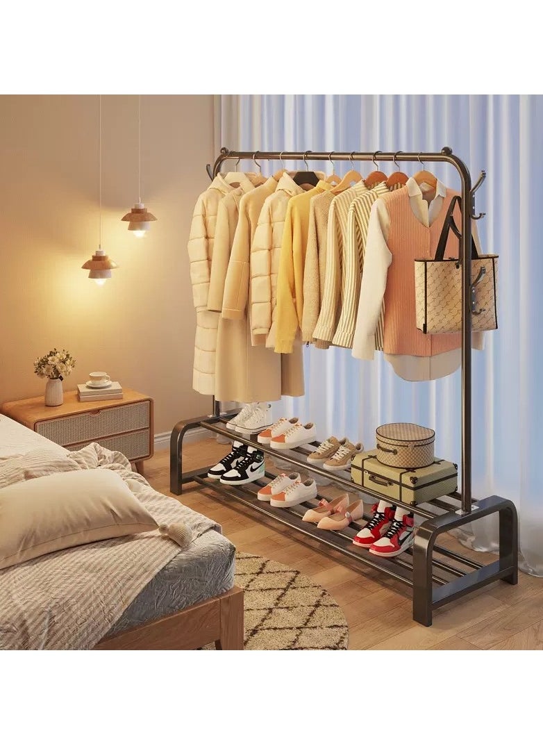 BLOOMING TIME Multifunctional Metal Garment Rack with Shelf – Organize and Display Clothes in Style  - Image 4