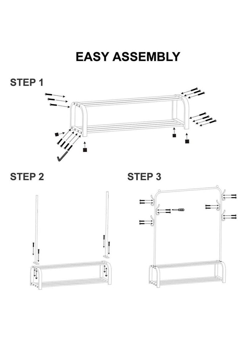 Multifunctional Metal Garment Rack with Shelf – Organize and Display Clothes in Style