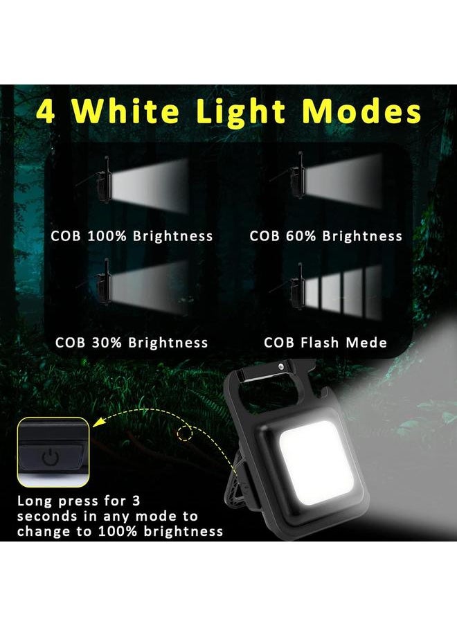 Thoraya - COB Keychain Work Light 4 Lighting Mode 800lm Bottle Opener Foldable Bracket Magnet Base USB Rechargeable Small Flashlight - Image 1