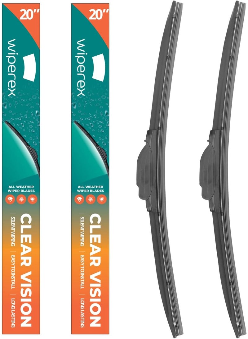 ويبيركس WiperEX 20" + 20" Wiper Blades – Silent, Streak-Free, Anti-Lift, Durable Natural Rubber Pair (Pack of 2) - Image 1