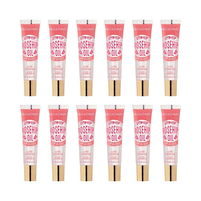Ruby Kisses Broadway Vita-Lip Clear Lip Gloss (Rosehip Oil 12 Pack), Ultra-Hydrating & Soothing Formula with Vitamin Oils, High-Shine Non-Sticky Finish, Healing Glossy Lip Balm With Vitamin A - Image 1