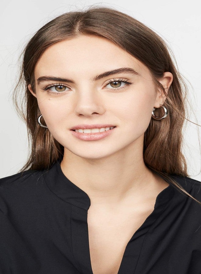 SHASHI Women's Dominique Hoop Earrings, White Gold, One Size - Image 3