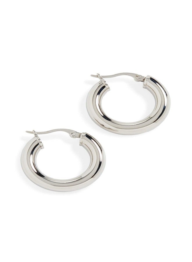 SHASHI Women's Dominique Hoop Earrings, White Gold, One Size - Image 1
