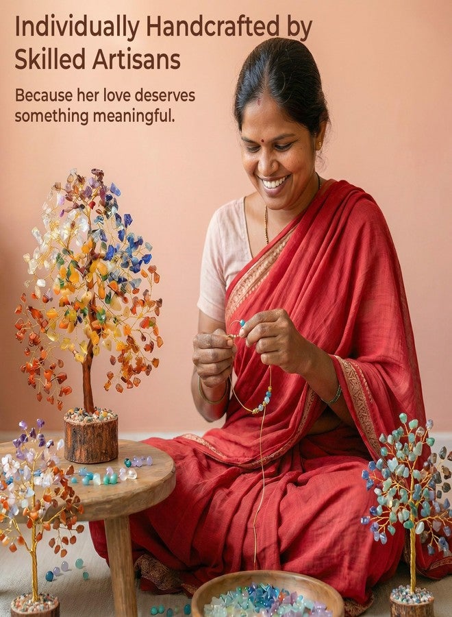 KARMAPLEDGE Chakra Tree of Life Birthday Gifts for Women, Mom, Sister, Friends, Handmade Healing Crystal Tree Bring Money, Positivity & Good Luck, Boho Home, Room and Office Desk Decor, Unique Gifts for Mother - Image 5