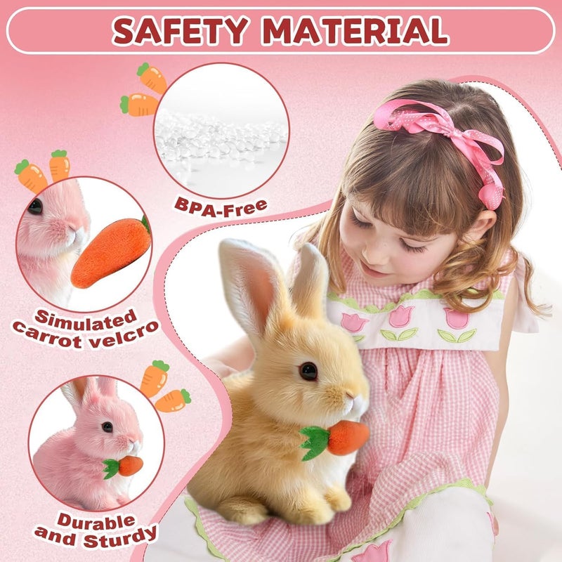 Nenrte Bunny Realistic Bunny, Realistic B.unny Toy, Easter Bunny Toy, 2026 New Bu.nnyToys Educational Interactive Toys - Can Walk and Talk, Hopping Realistic Toy for Kids(with Carrot) - Image 2
