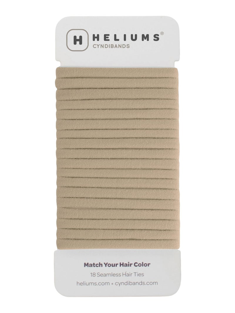 Heliums Thin Seamless Hair Ties  Sandy Blonde  6mm Nylon No Damage Ponytail Holders 175 Inch Medium Hold for Thin to Normal Hair  18 Pack