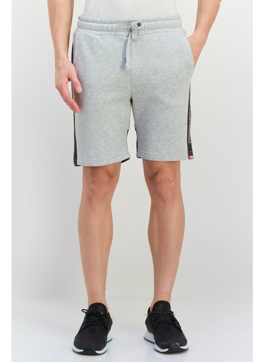 CROSSHATCH Men Brand Logo Basic Shorts, Grey Marl  - Image 1