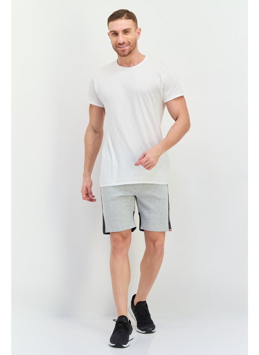 CROSSHATCH Men Brand Logo Basic Shorts, Grey Marl  - Image 2