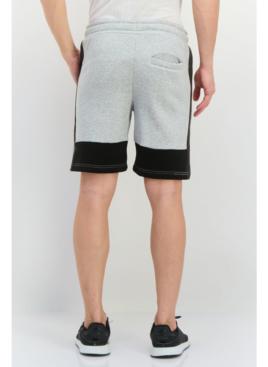 CROSSHATCH Men Brand Logo Basic Shorts, Grey Marl  - Image 4