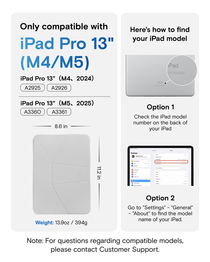 MOFT Dynamic Folio Case for iPad Pro 13" (M5 2025 / M4 2024)-[Reinforced Corner Protection] Stable Slim Magnetic Stand with 20+ Viewing Angles, Premium MOVAS Leather, Misty Cove x Jet Black - Image 2