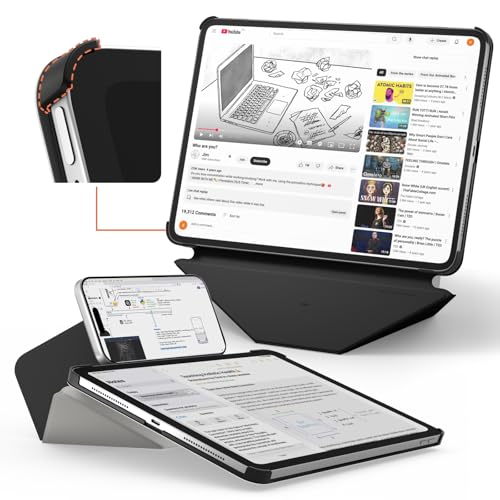 MOFT Dynamic Folio Case for iPad Pro 13" (M5 2025 / M4 2024)-[Reinforced Corner Protection] Stable Slim Magnetic Stand with 20+ Viewing Angles, Premium MOVAS Leather, Misty Cove x Jet Black - Image 1