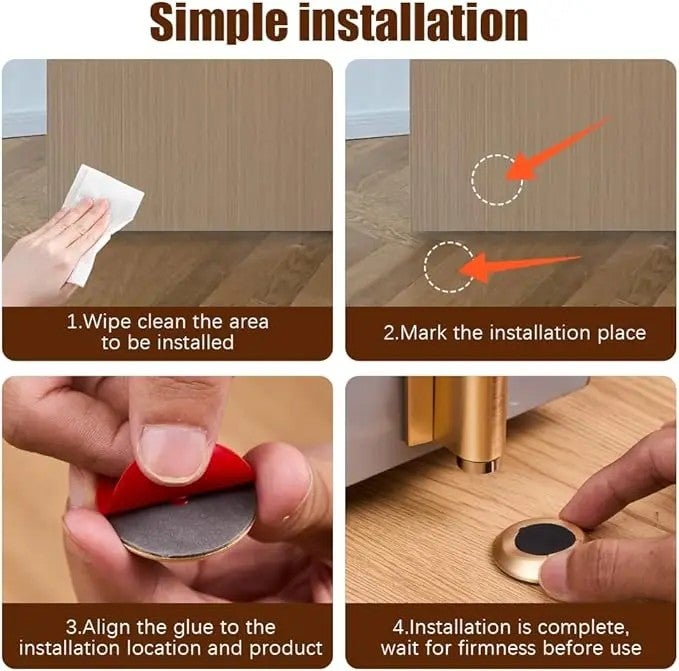 Bluejw Magnetic Door Stoppers - Bottom of Door Security Stops Tools - No Drill Invisible Doorstop for Interior Doors - Image 3