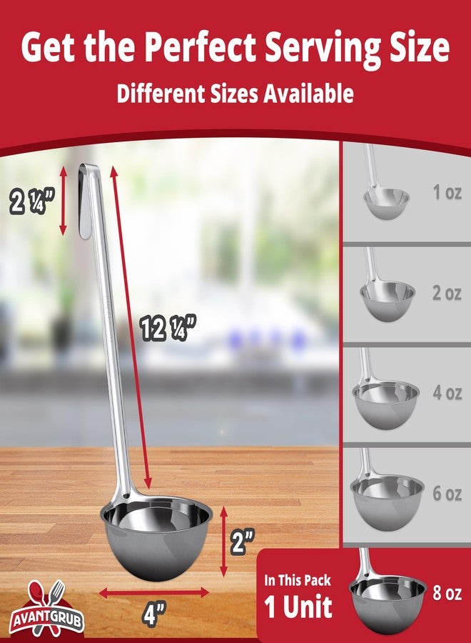 Avant Grub Super Sturdy, Ergonomic 8 Oz. Soup Ladle 1 Pk. Stainless Steel Ladles with Long Handles. Best Kitchen Accessories for Stirring, Portioning and Serving Soups, Chili and Stew in Restaurants and at Home - Image 2