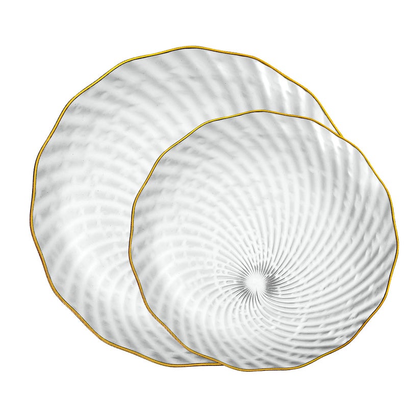 PLASTICPRO 30 Pack Plastic Plates Set of 15-10 inch Plates and 15-7 inch Plates  Elegant Clear Spiral and Gold Rim Disposable Fancy Plates Premium Heavyweight - Image 1