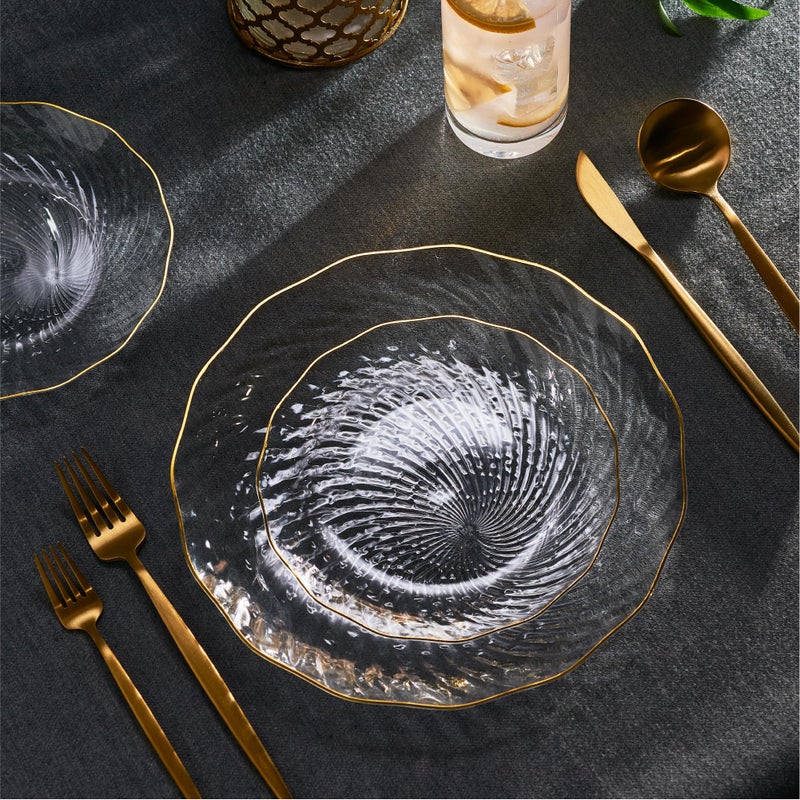 PLASTICPRO 30 Pack Plastic Plates Set of 15-10 inch Plates and 15-7 inch Plates  Elegant Clear Spiral and Gold Rim Disposable Fancy Plates Premium Heavyweight - Image 4