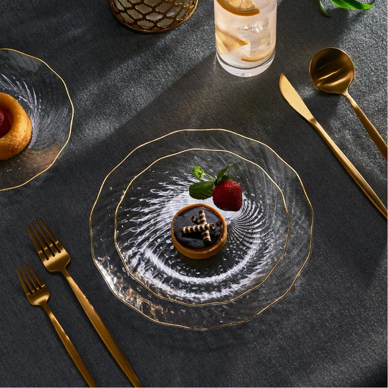 PLASTICPRO 30 Pack Plastic Plates Set of 15-10 inch Plates and 15-7 inch Plates  Elegant Clear Spiral and Gold Rim Disposable Fancy Plates Premium Heavyweight - Image 5